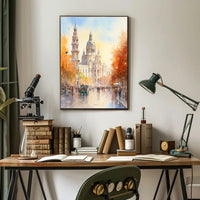 Historic European Cityscape Watercolor Autumn Travel Poster PosterGoat
