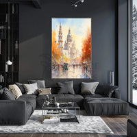 Historic European Cityscape Watercolor Autumn Travel Poster PosterGoat