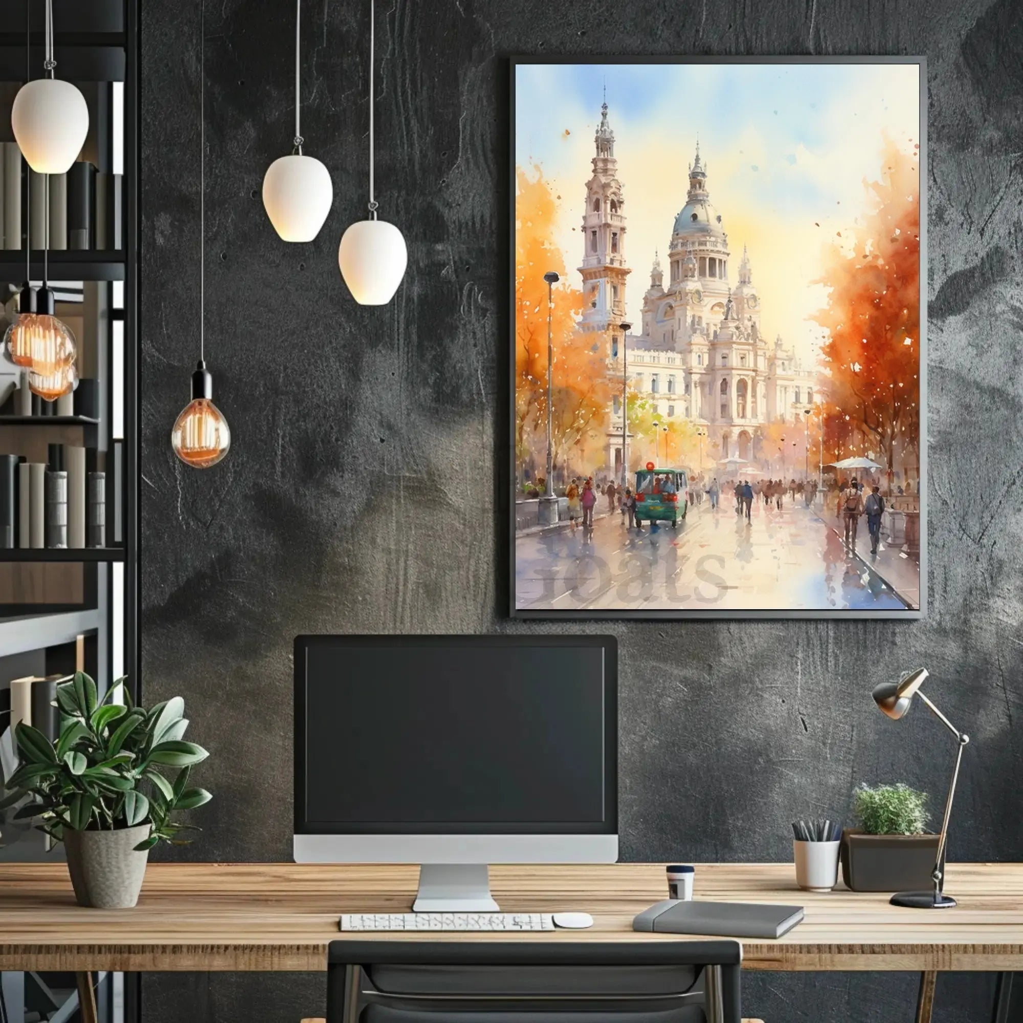 Historic European Cityscape Watercolor Autumn Travel Poster PosterGoat