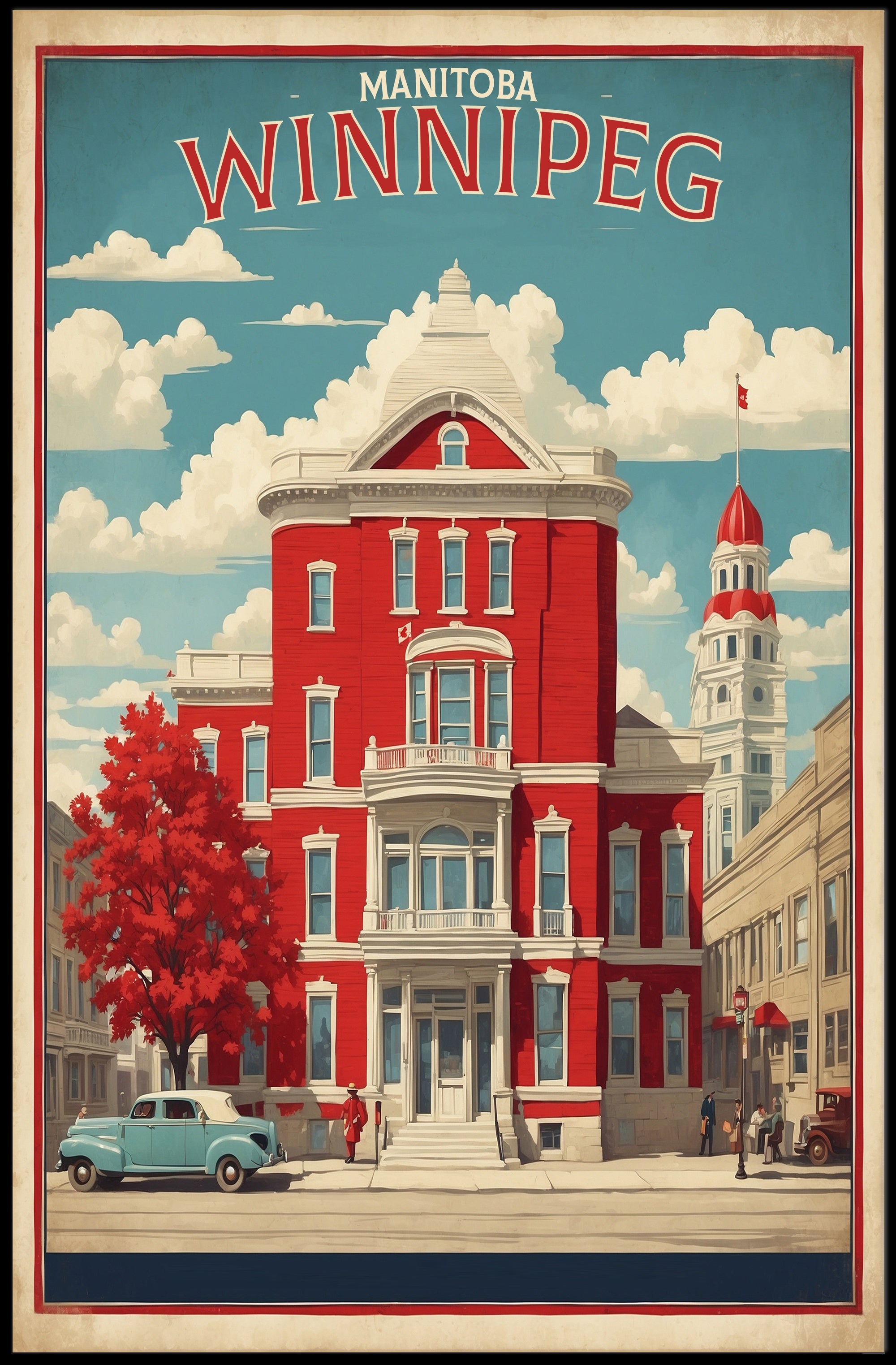 Historic Red-Brick Building in Winnipeg Urban or Cityscape Poster PosterGoat