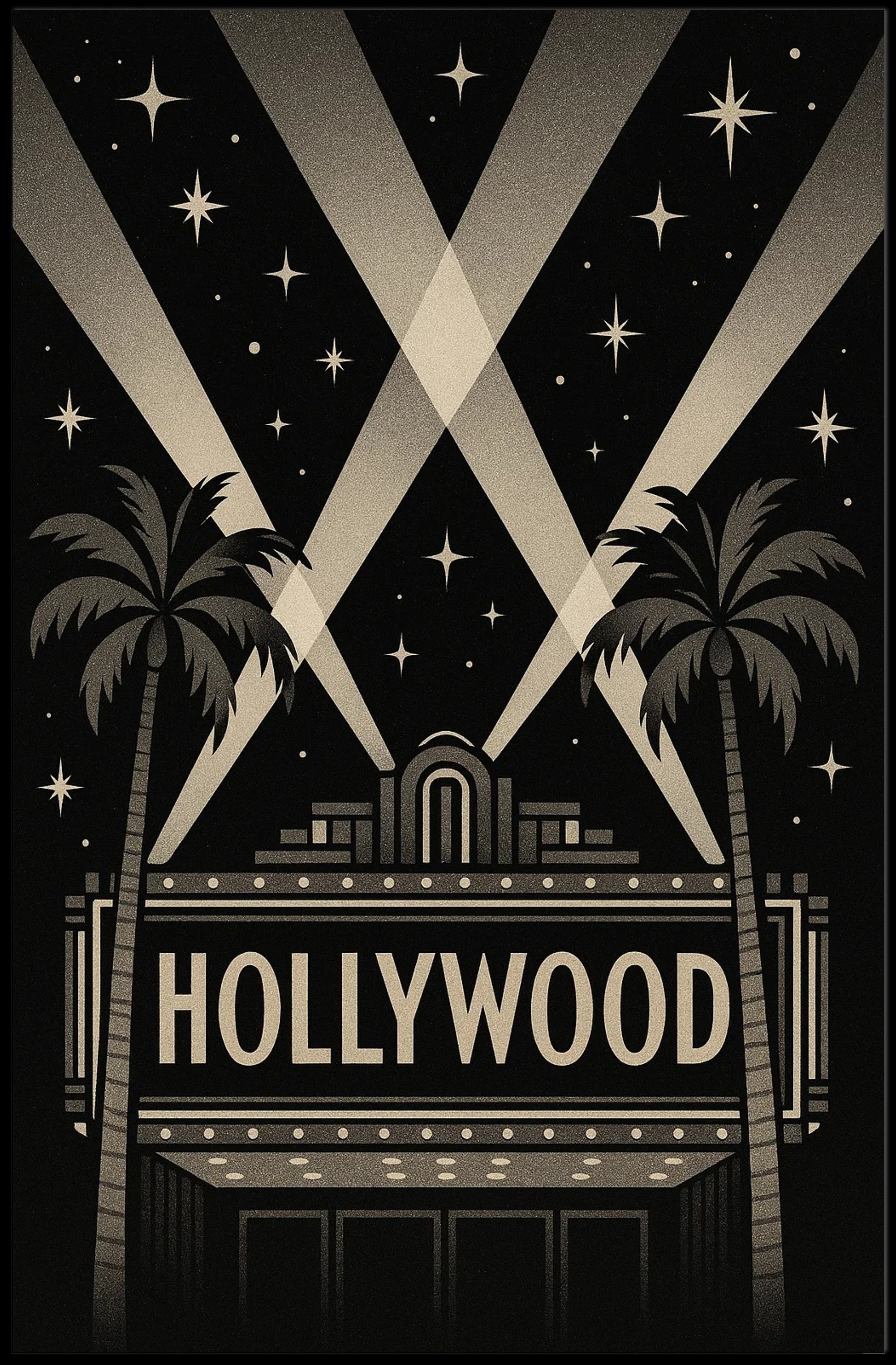 Hollywood Glamour Vintage Art Deco Urban Cityscape Poster PosterGoat
