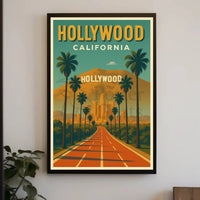 Hollywood Hills Vintage Travel Poster PosterGoat