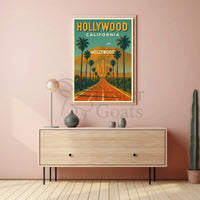 Hollywood Hills Vintage Travel Poster PosterGoat