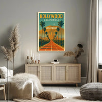 Hollywood Hills Vintage Travel Poster PosterGoat