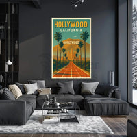 Hollywood Hills Vintage Travel Poster PosterGoat