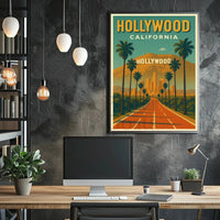 Hollywood Hills Vintage Travel Poster PosterGoat