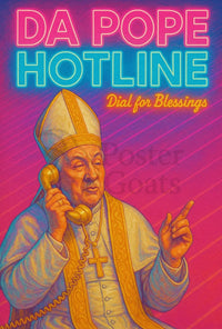 Holy Hotline: Da Pope Neon Pop Culture Poster PosterGoat