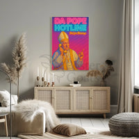 Holy Hotline: Da Pope Neon Pop Culture Poster PosterGoat