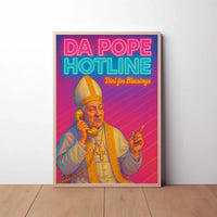 Holy Hotline: Da Pope Neon Pop Culture Poster PosterGoat