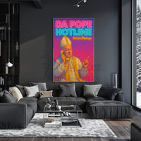 Holy Hotline: Da Pope Neon Pop Culture Poster PosterGoat