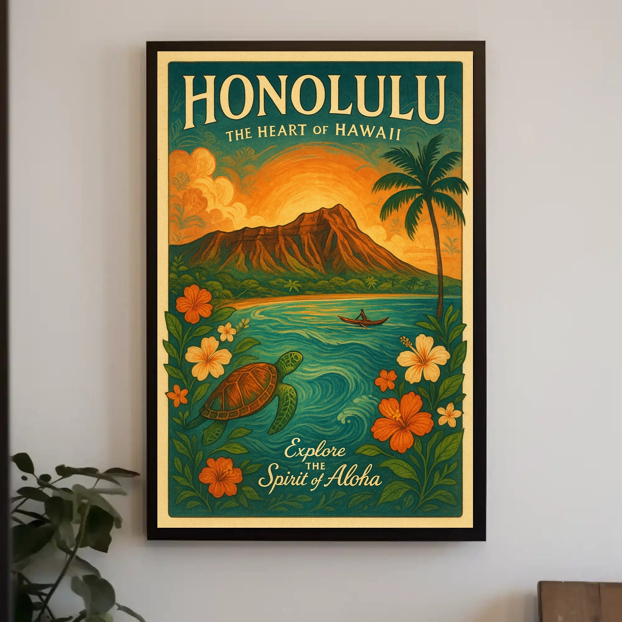 Honolulu The Heart of Hawaii Poster PosterGoat