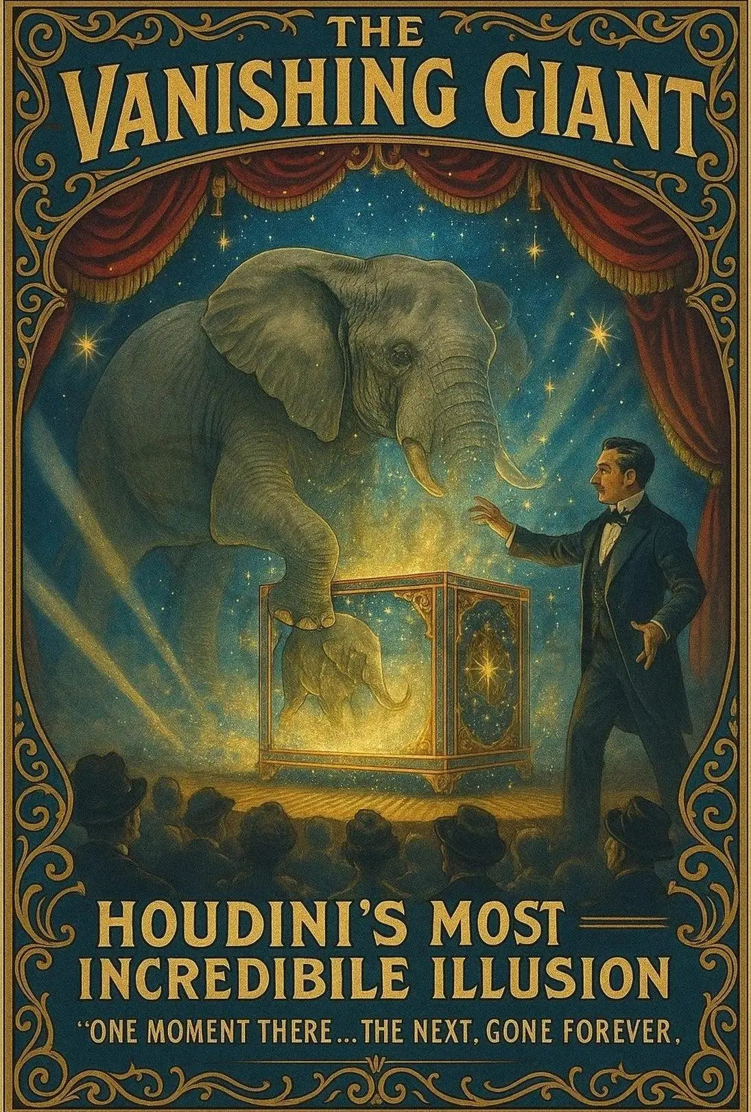 Houdini's Vanishing Elephant Illusion: Vintage Magic Poster PosterGoat