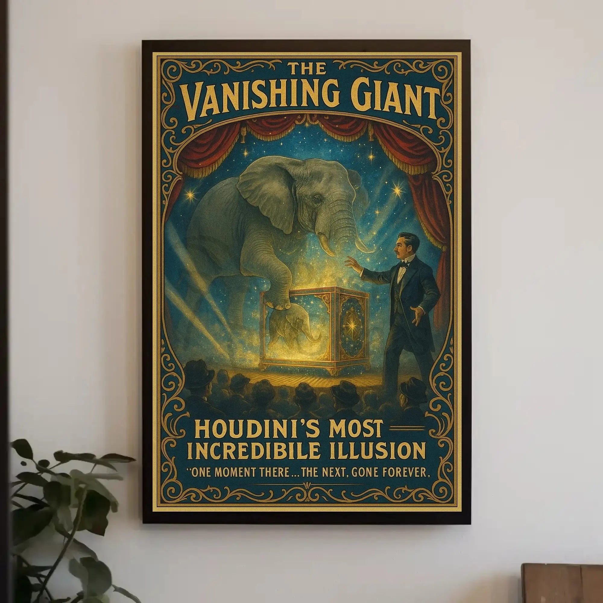 Houdini's Vanishing Elephant Illusion: Vintage Magic Poster PosterGoat
