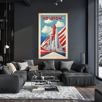 Houston Skyline Art Deco Urban Cityscape Poster PosterGoat
