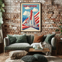 Houston Skyline Art Deco Urban Cityscape Poster PosterGoat