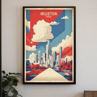 Houston Skyline Art in Vibrant Colors: Urban Cityscape Poster PosterGoat