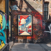 Houston Skyline Art in Vibrant Colors: Urban Cityscape Poster PosterGoat