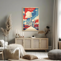 Houston Skyline Art in Vibrant Colors: Urban Cityscape Poster PosterGoat