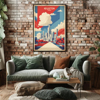 Houston Skyline Art in Vibrant Colors: Urban Cityscape Poster PosterGoat
