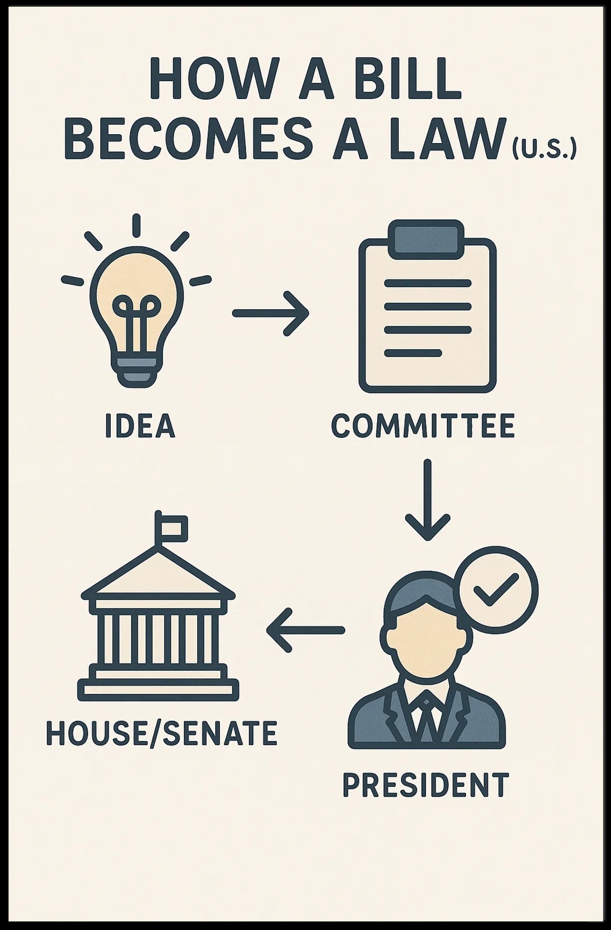 How a Bill Becomes a Law Educational or Infographic Poster PosterGoat