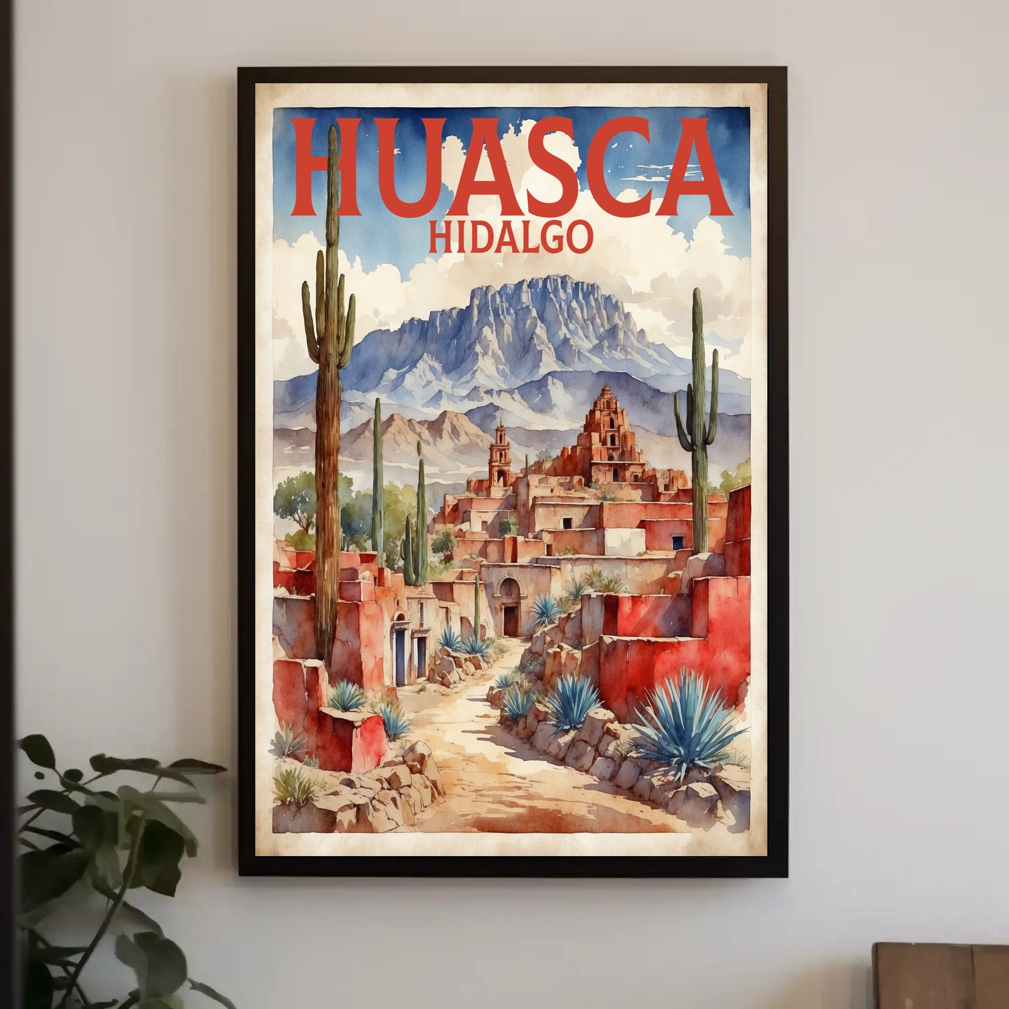 Huasca de Ocampo Watercolor Travel Poster PosterGoat