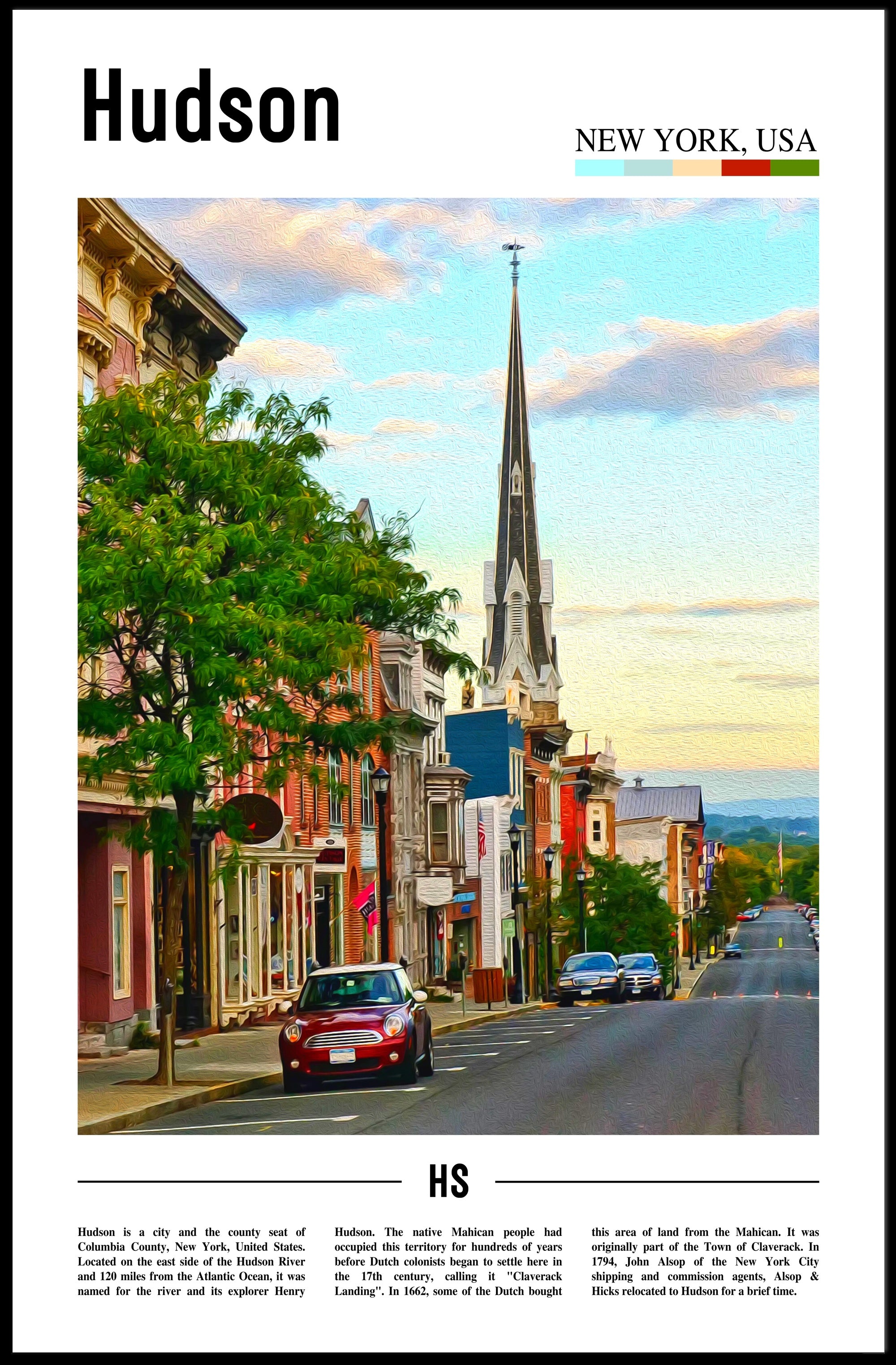 Hudson New York Street Scene Travel Poster PosterGoat
