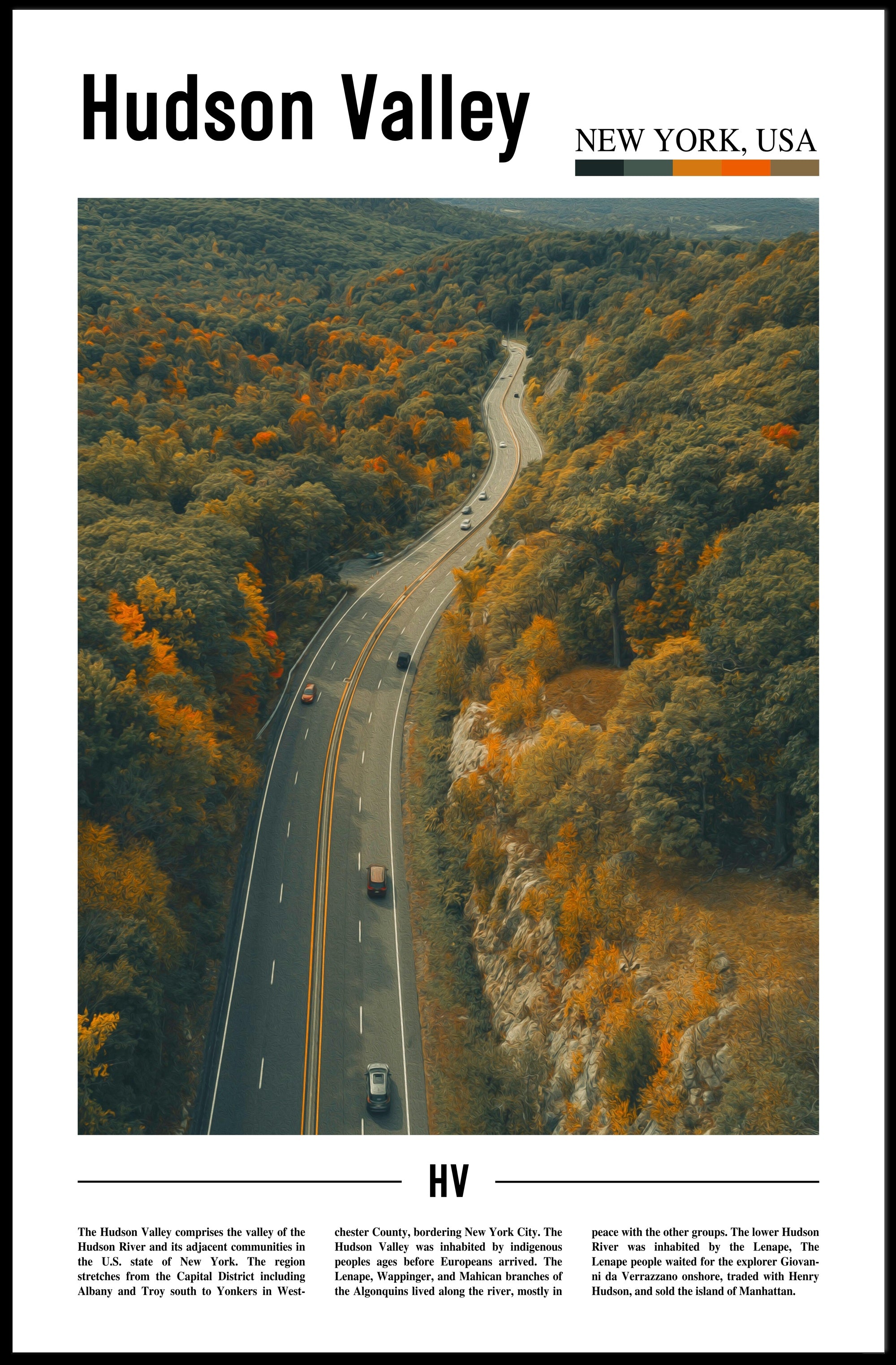 Hudson Valley Winding Road Travel Poster PosterGoat