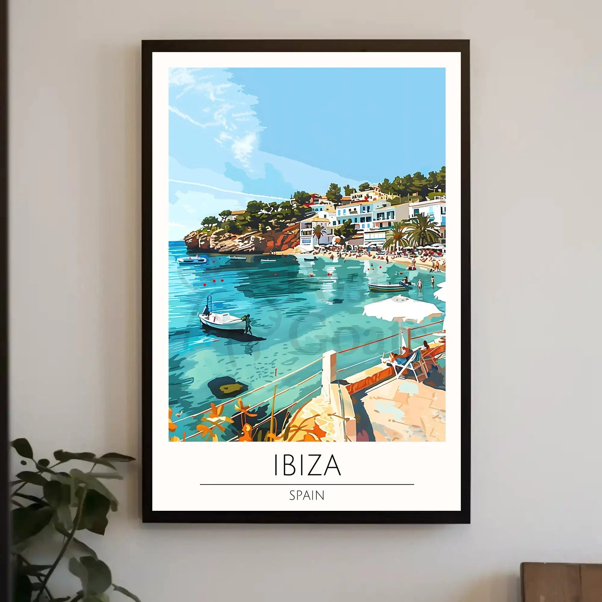 Ibiza Beach Bliss: Mediterranean Seaside Travel Poster PosterGoat