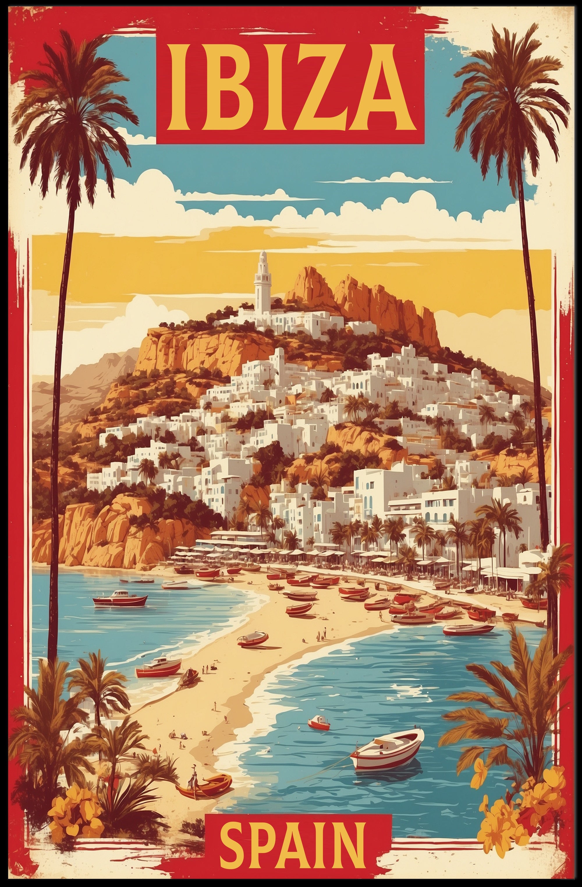 Ibiza Mediterranean Seaside Travel Poster PosterGoat