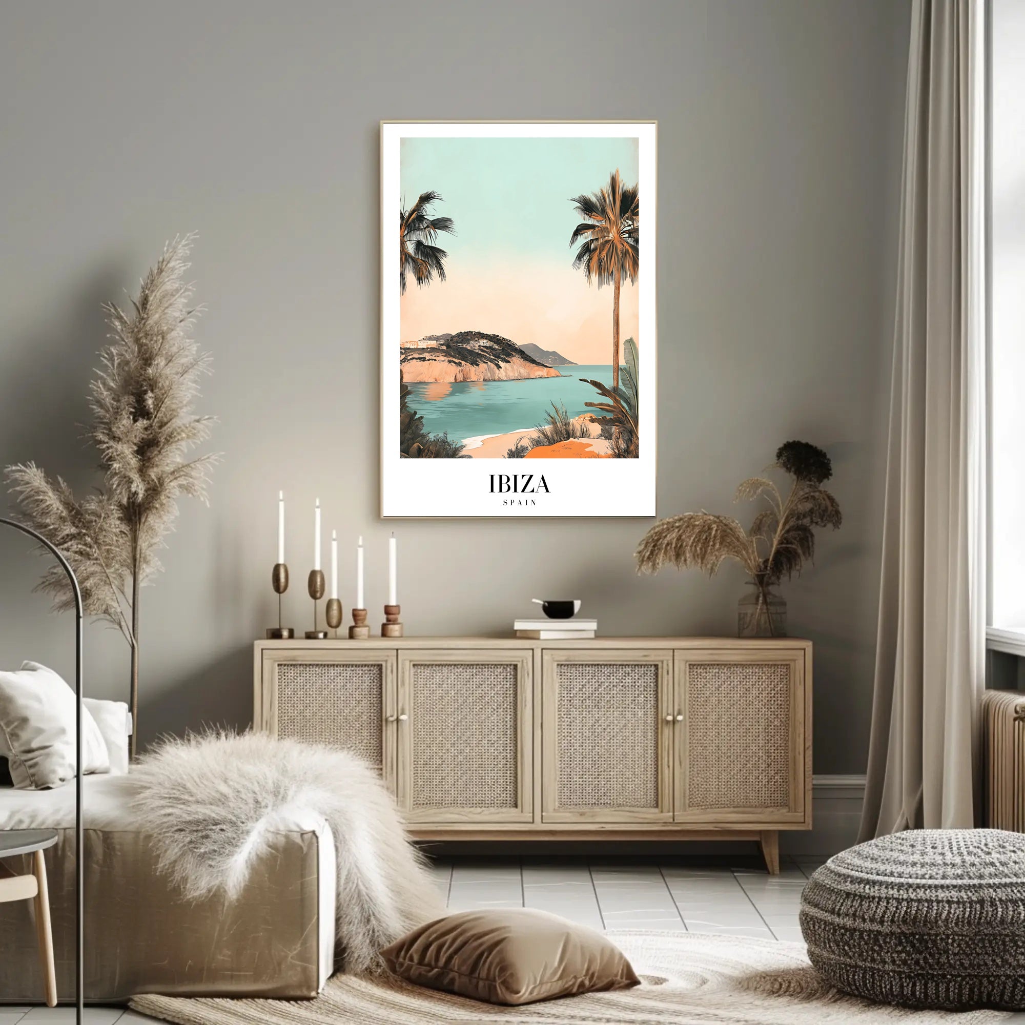 Ibiza Summer Serenity: Minimalist Travel Poster PosterGoat