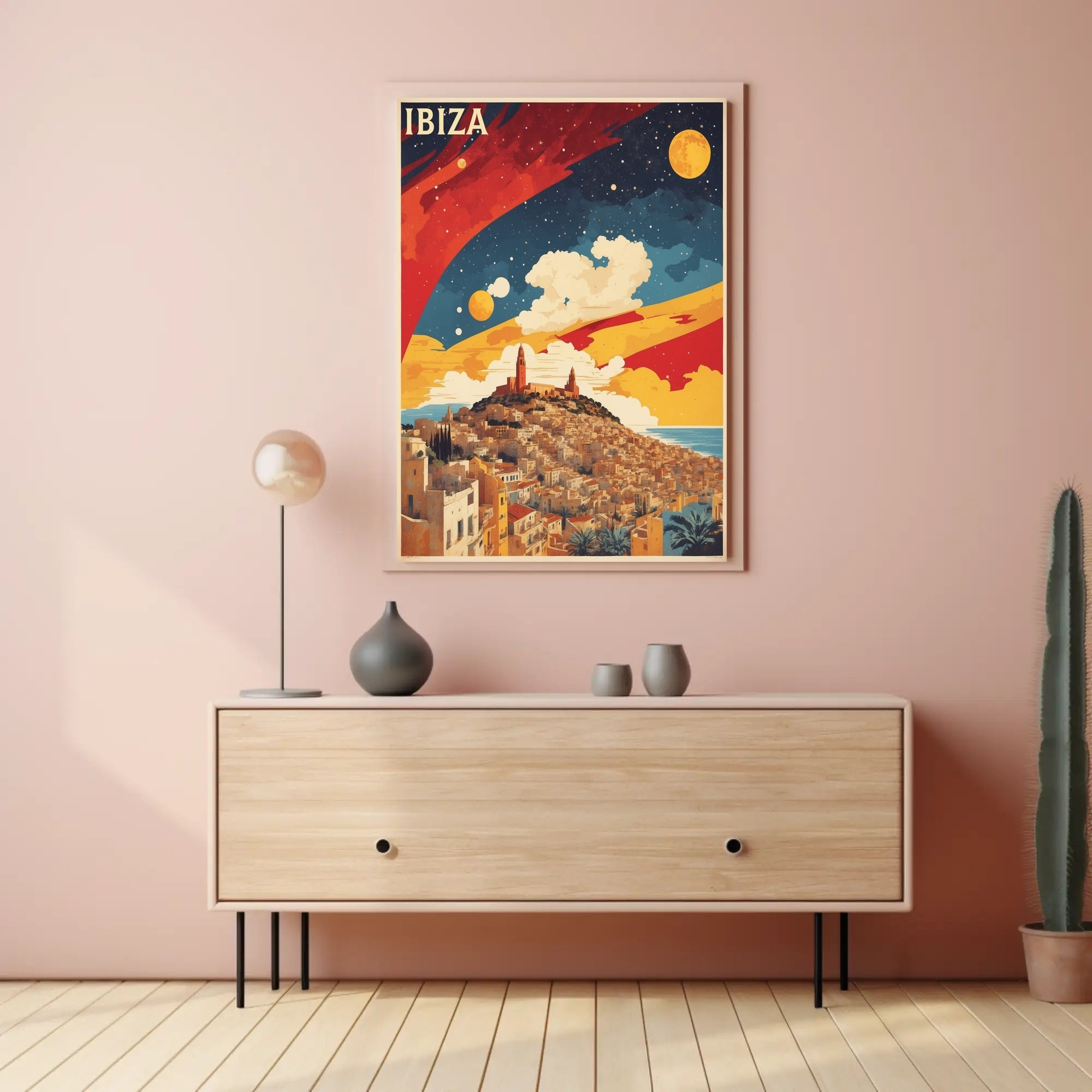 Ibiza's Dreamy Landscape Vintage Travel Poster PosterGoat