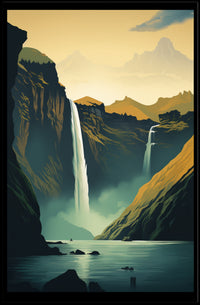 Icelandic Waterfalls Travel Poster PosterGoat