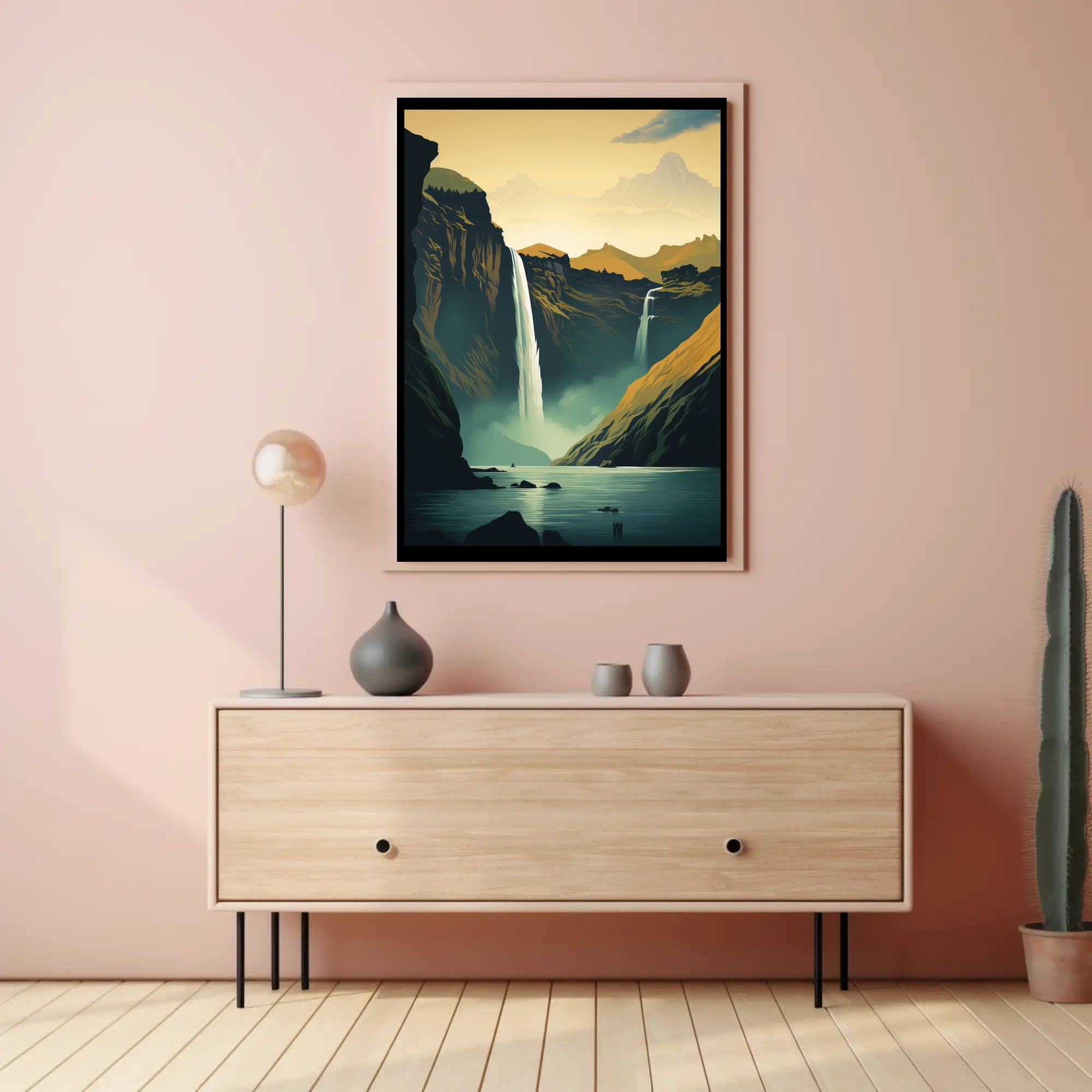 Icelandic Waterfalls Travel Poster PosterGoat