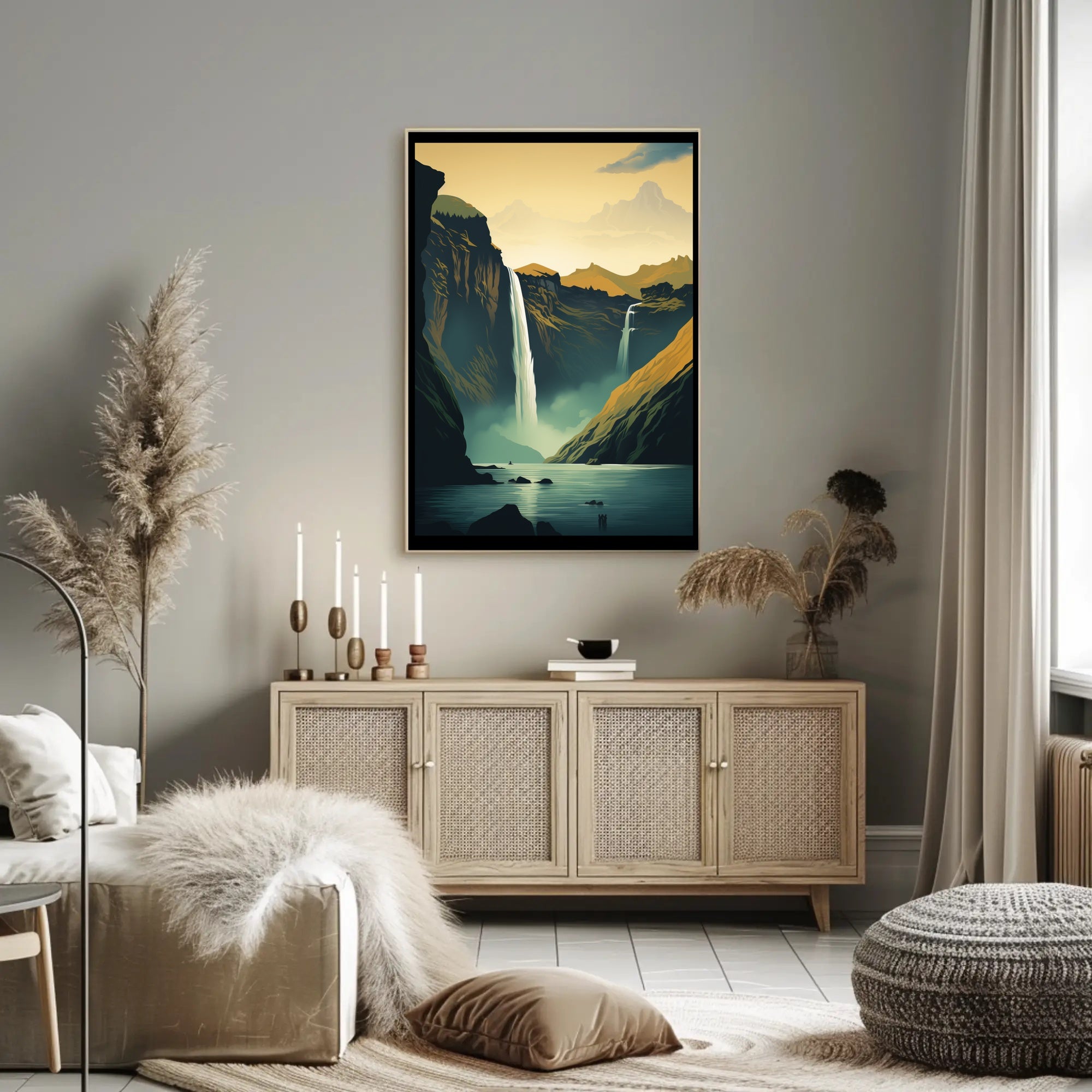 Icelandic Waterfalls Travel Poster PosterGoat