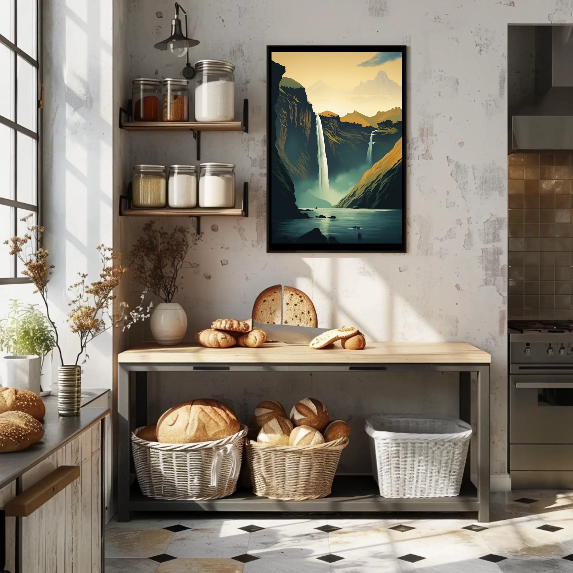 Icelandic Waterfalls Travel Poster PosterGoat