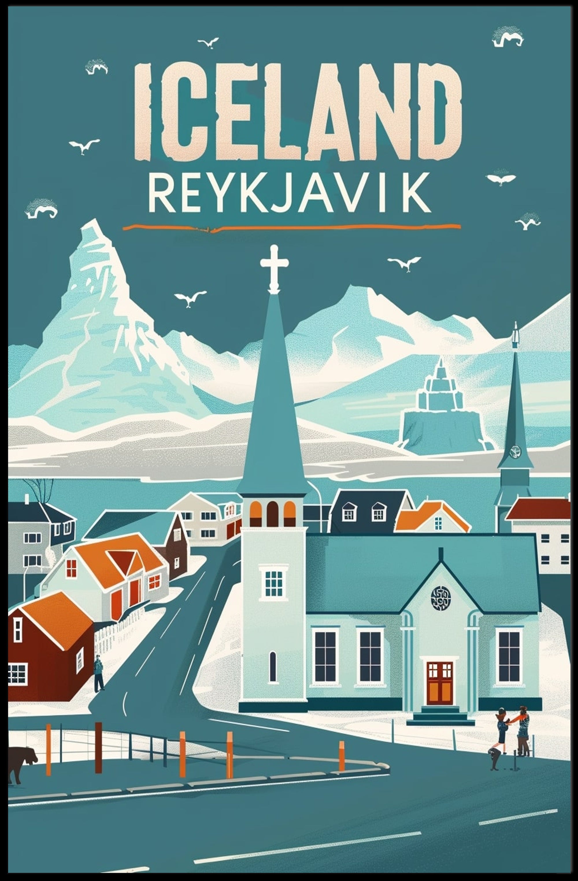 Icelandic Winter Wonderland: Reykjavik Vintage Travel Poster PosterGoat
