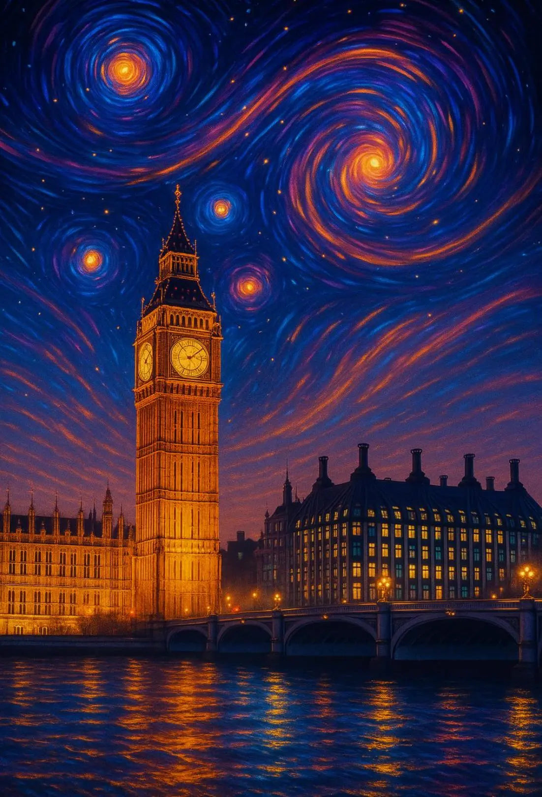Iconic London Big Ben Starry Night Art Print Cultural Poster PosterGoat