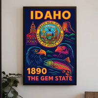 Idaho Gem State Neon Art Cultural Heritage Poster PosterGoat