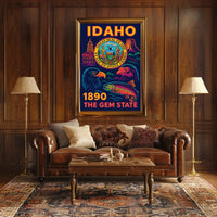 Idaho Gem State Neon Art Cultural Heritage Poster PosterGoat