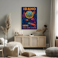 Idaho Gem State Neon Art Cultural Heritage Poster PosterGoat