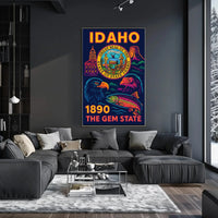 Idaho Gem State Neon Art Cultural Heritage Poster PosterGoat
