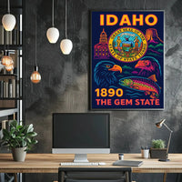 Idaho Gem State Neon Art Cultural Heritage Poster PosterGoat