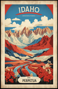 Idaho Mountain River Scene Travel Poster PosterGoat
