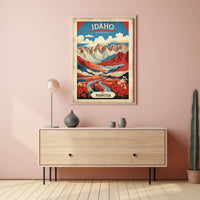 Idaho Mountain River Scene Travel Poster PosterGoat