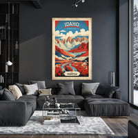Idaho Mountain River Scene Travel Poster PosterGoat