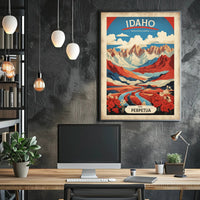 Idaho Mountain River Scene Travel Poster PosterGoat