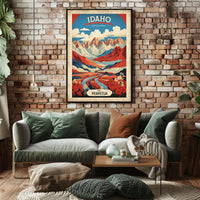 Idaho Mountain River Scene Travel Poster PosterGoat