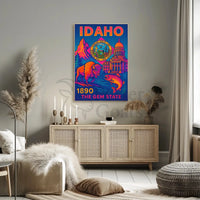Idaho Neon Poster Celebration of History and Nature PosterGoat