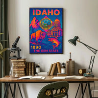 Idaho Neon Poster Celebration of History and Nature PosterGoat