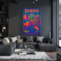 Idaho Neon Poster Celebration of History and Nature PosterGoat